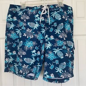 J Crew Swim Trunks‎ Men’s 38 Blue Pineapple Hawaiian Lined Flex Beach